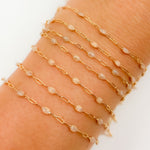 Load image into Gallery viewer, V250-OP1GF. Gold Filled Golden Shade Color Opal Enamel Cable Chain