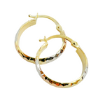 Load image into Gallery viewer, 14K Gold Diamond Cut Tri-Color Hoop Earrings