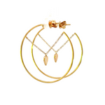 Load image into Gallery viewer, 14k Gold Diamond Heart Dangle Hoops Earrings
