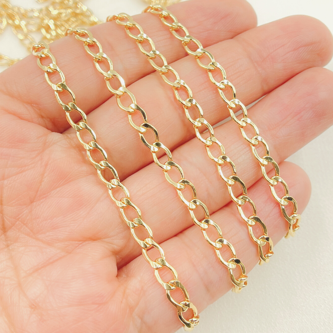 14k Yellow Gold Flat Curb Link Chain