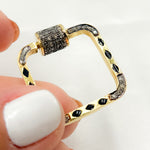 Load image into Gallery viewer, Diamond Sterling Silver Square Enamel Carabiner Clasp
