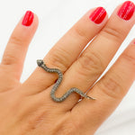 Load image into Gallery viewer, Diamond Sterling Silver Snake Ring with Gemstone