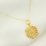 Load image into Gallery viewer, 14K Solid Gold Charm Hexagonal Pendant with Diamonds. GDP138