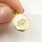 Load image into Gallery viewer, Diamond Sterling Silver Round Lips Enamel Charm