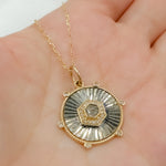 Load image into Gallery viewer, 14k Solid Gold Sterling Silver Diamond Circle Charm. KSG50