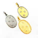 Load image into Gallery viewer, Diamond Sterling Silver Oval Stars Pendant