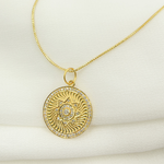 Load image into Gallery viewer, 14K Solid Gold Charm Circle Pendant with Diamonds. GDP256