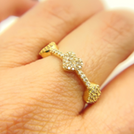 Load image into Gallery viewer, 14K Solid Yellow Gold Diamond Hearts Band Ring.