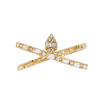 Load image into Gallery viewer, DRN01772. 14K Solid Gold Diamond and Baguette Cross Ring