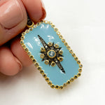 Load image into Gallery viewer, Shop Now Diamond Sterling Silver Rectangle Enamel Pendant with Gemstone