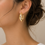Load image into Gallery viewer, GER19. 14K Two-Tone Gold Hollow Hoop Earrings