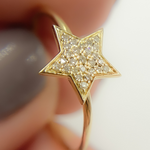 Load image into Gallery viewer, 14K Solid Gold Star Diamond Ring.