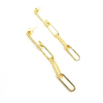Load image into Gallery viewer, EFF51957. 14K Solid Gold and Diamonds Paper Clip Dangle Earrings