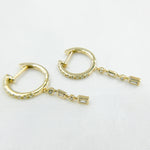 Load image into Gallery viewer, HP400533. 14k Solid Gold Diamond Dangle Huggie Earrings