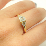 Load image into Gallery viewer, 14K Solid Yellow Gold Rectangle Cluster Diamond Ring.