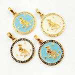 Load image into Gallery viewer, Buy Now Diamond Sterling Silver Round Aquarius Zodiac Enamel Pendant