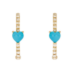 Load image into Gallery viewer, Gold Diamond and Gemstone Heart Rectangle Hoops