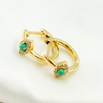 Load image into Gallery viewer, EHB57135TQ. 14k Solid Gold Diamond and Turquoise Eye Huggies