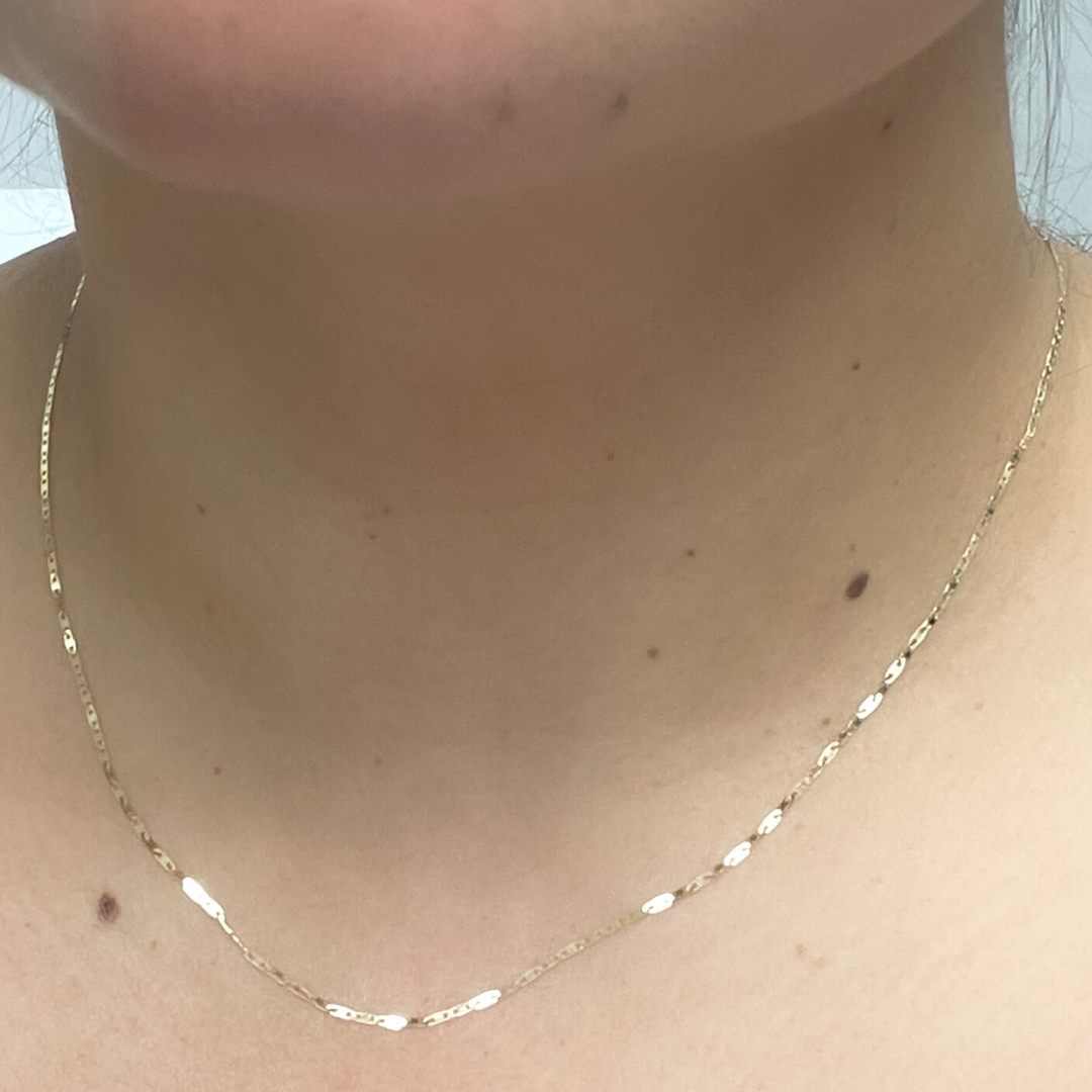 14K Solid Gold Flat Marina Link Chain