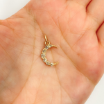 Load image into Gallery viewer, 14K Solid Gold Diamond Moon Charm
