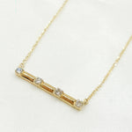 Load image into Gallery viewer, NFC71568. 14K Solid Gold Diamond Bar Necklace.