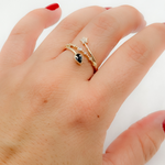 Load image into Gallery viewer, 14k Solid Gold Diamond and Blue Sapphire Ring.