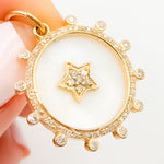 Load image into Gallery viewer, Shop Now Solid Gold Mother of Pearl, Diamonds Star Pendant