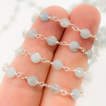 Load image into Gallery viewer, Buy Shaded Milky Aquamarine Coin Shape Sterling Silver Wire Chain
