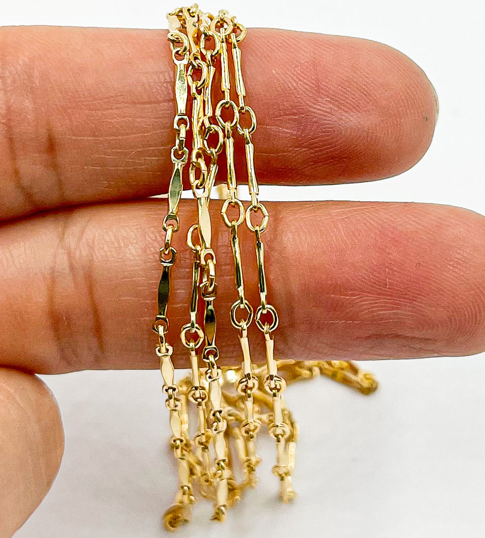 14k Gold Filled Dabbed Bar Link Chain. 568GF