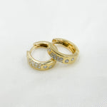 Load image into Gallery viewer, HP401868. 14k Solid Yellow Gold Diamond Huggie Hoop Earrings