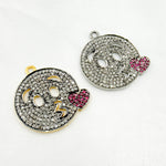 Load image into Gallery viewer, DC044. Diamond Sterling Silver Emoji Pendant with Gemstone