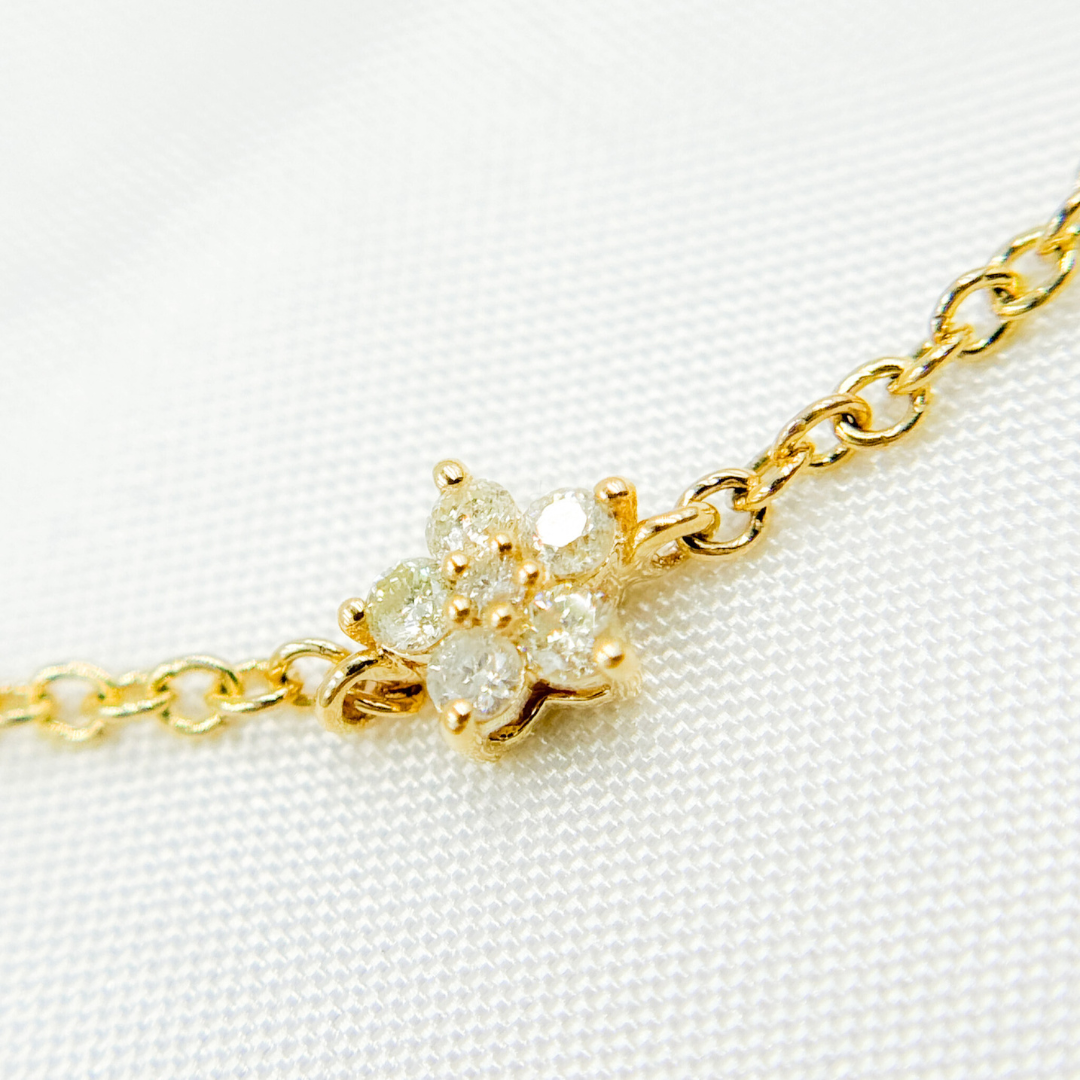 14k Solid Gold Diamond Flower Bracelet. BFC60634