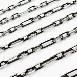 Load image into Gallery viewer, Z119SBDC. Black Rhodium and White Sterling Silver Paperclip Diamond Cut Cable Chain