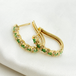 Load image into Gallery viewer, EHF56458EM. 14K Solid Gold Diamond and Emerald Hoops