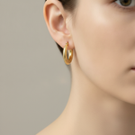 Load image into Gallery viewer, GER143. 14K Gold Chunky Textured Hollow Hoop