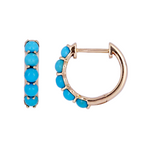 Load image into Gallery viewer, 14K Solid Gold Turquoise Hoop