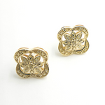 Load image into Gallery viewer, EFA51308. 14K Solid Gold and Diamonds Flower Earrings