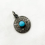 Load image into Gallery viewer, DC010. Diamond Sterling Silver Round Charm with Gemstone