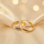 Load image into Gallery viewer, GER62. 14K Gold Diamond Cut Tri-Color Hoop Earrings