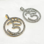 Load image into Gallery viewer, DP031. Diamond Sterling Silver OM Symbol Round Pendant