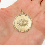 Load image into Gallery viewer, GDP108. 14K Solid Gold with Diamonds Circle Evil Eye Charm