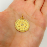 Load image into Gallery viewer, 14K Solid Gold with Diamonds Circle Charm with Star in the Center. GDP285