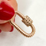 Load image into Gallery viewer, Oval Twisted Wire Carabiner Clasp with Gemstones