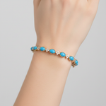 Load image into Gallery viewer, CB97337TQ6X4. 18K Solid Yellow Gold Turquoise and Diamond Fancy Bangle
