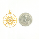 Load image into Gallery viewer, 14K Solid Gold Diamond Circle Evil Eye & Sun Charm. GDP222