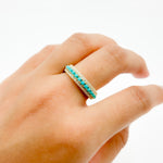 Load image into Gallery viewer, RAE02246TQ. 14k Solid Gold Turquoise and Diamond Band Ring