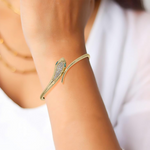 Load image into Gallery viewer, 14K Gold Diamond and Emerald Snake Bangle