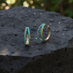 Load image into Gallery viewer, EHZ57722TQ. 14K Solid Gold Turquoise Hoops