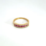Load image into Gallery viewer, 14k Solid Yellow Gold Diamond Ruby Band Ring.