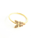 Load image into Gallery viewer, 14K Solid Gold Butterfly Diamond Ring.